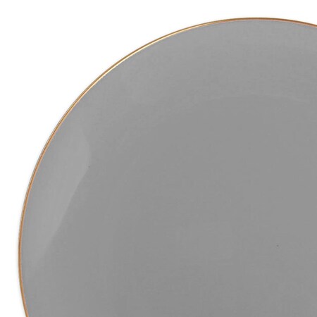 Smarty Had A Party 7.5" Gray with Gold Rim Organic Round Disposable Plastic Appetizer/Salad Plates (120 Plates), 120PK 937GG-CASE